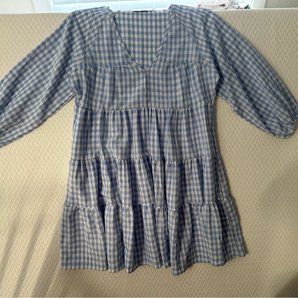 Petal & Pup Blue Gingham Checkered Dress